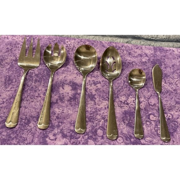 The Main Course MNF3 Serving Set Spoon Fork Korea Stainless Flatware Set of 6 - Picture 1 of 3